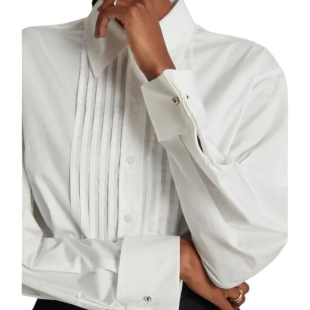 Josef Crisp cream cotton tuxedo style shirt size 14